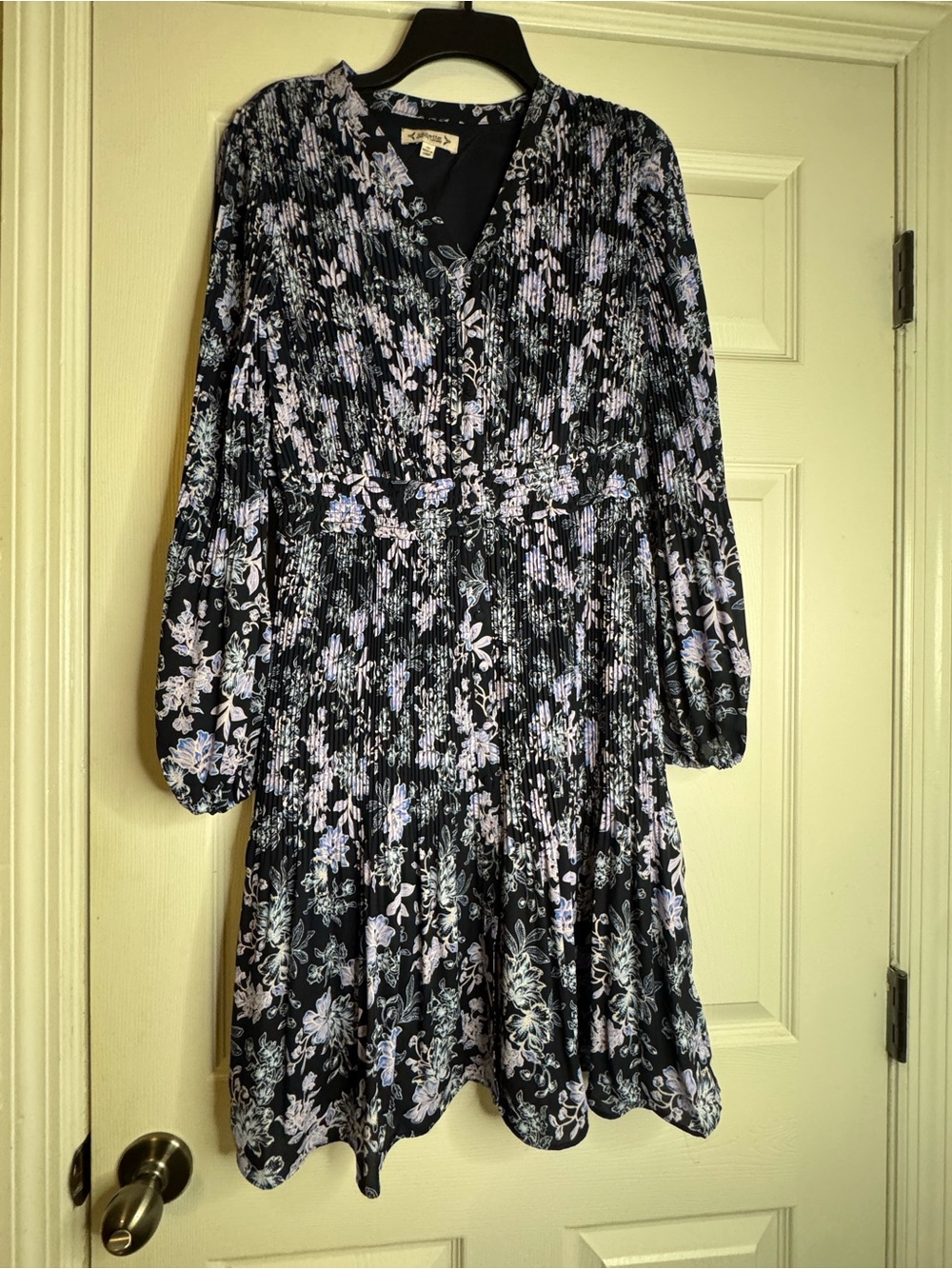 Nanette Lepore Navy Dress with Lilac and Light Blue Floral Trim